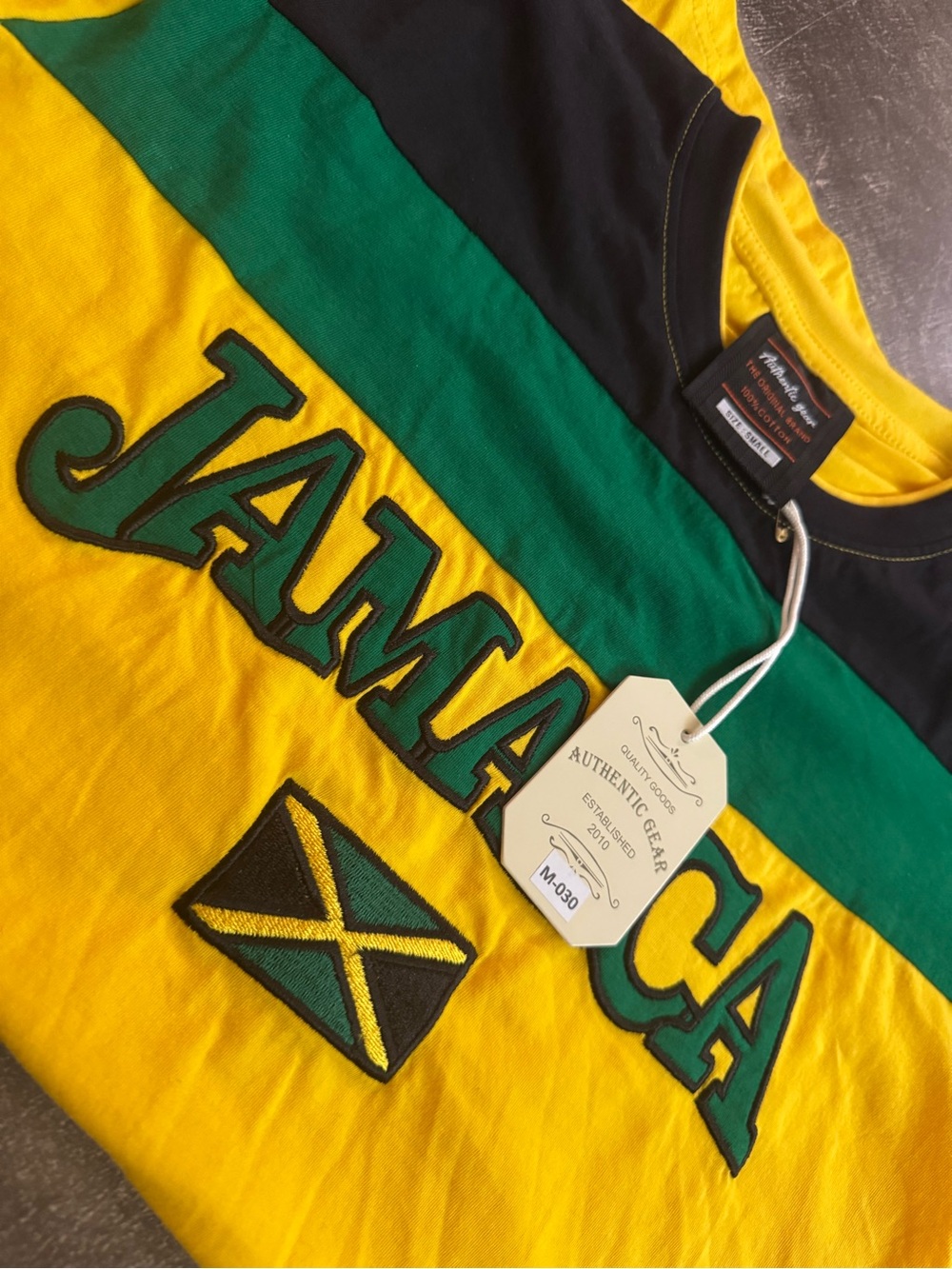 Authentic Jamaica Stripe Crewneck Tee - Yellow/Green/Black
